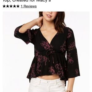 American Rag Printed Lace Trip Babydoll Top
